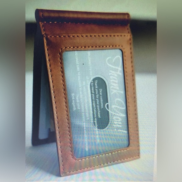 Leather Wallet engraved to my son from Dad brown. 4”LX3”W - Picture 5 of 7